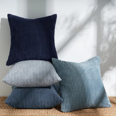 Striped Corduroy Pillow Cover Square Modern Gradient Pillow Cases for Sofa, Decorative Cushion Cover (Set of 4)