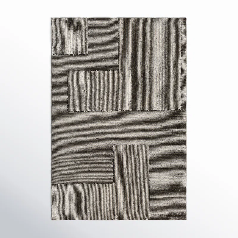Peeta Geometric Hand-Tufted Wool Black/Ivory Area Rug