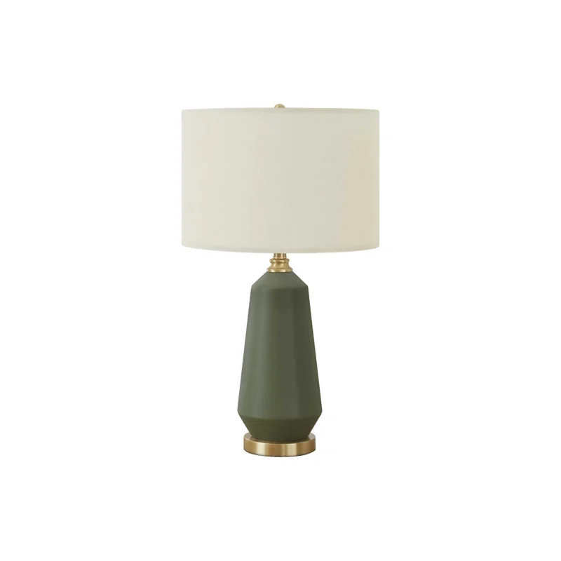 Lighting, 26"H, Table Lamp, Green Ceramic, Ivory / Cream Shade, Contemporary