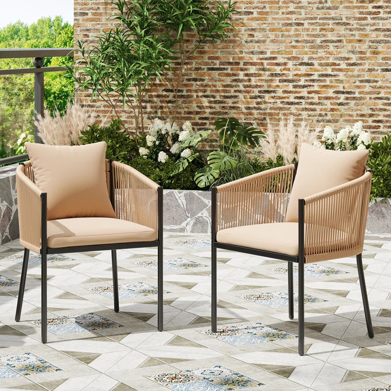 Outdoor Dining Armchair with Cushion (Set of 2)
