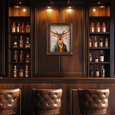 American Art Decor Deer John Ornate Framed Bar Wall Decor