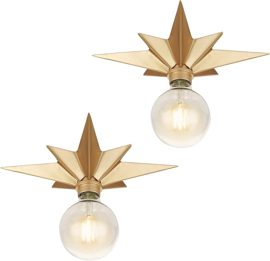 Frideko Home 2 Pack Flush Mount Ceiling Light - Star Lights Fixture Hallway Lighting Fixtures Modern Ceiling Lights Brass Flush Mount Light Fixture For Kitchen Bathroom Bedroom Entryway