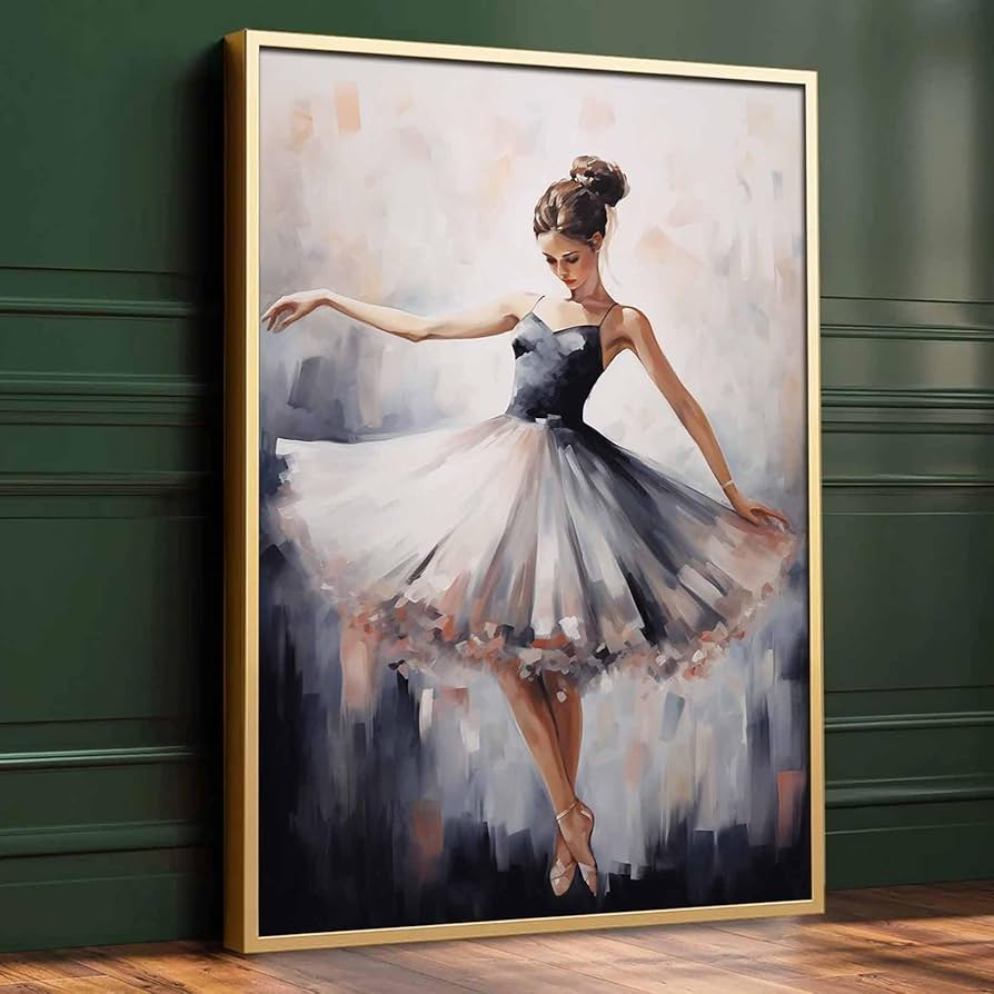 Woman Dancing Painting Ballerina Dancers Painting Vintage Dancing Ballerina Ballet Prints Abstract Dancer Wall Art Ballet Girl Dancers Oil Painting On Canvas Living Room Decor 16x24inch No Frame: Posters & Prints