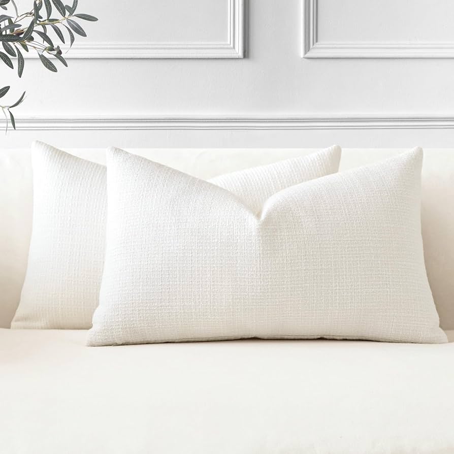 Throw Pillow Covers 16x24 Inch Linen Beige Pillowcases 