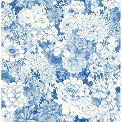 Nuwallpaper Empress Garden Peel And Stick Wallpaper Indigo