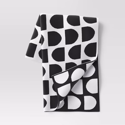 Reversible Knit Geo Throw Blanket Black 