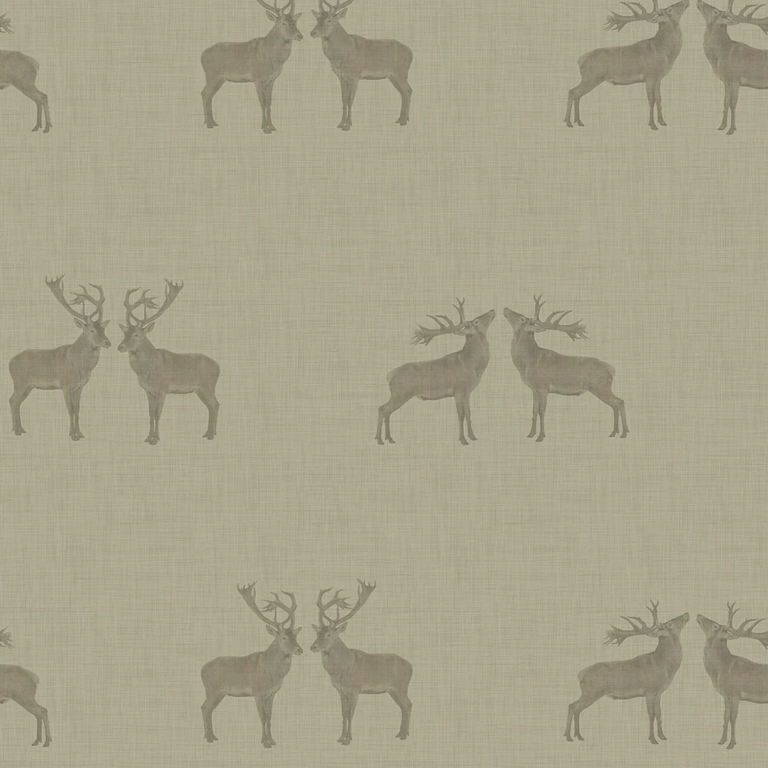 Majestic Stag Wallpaper In Warm Grey