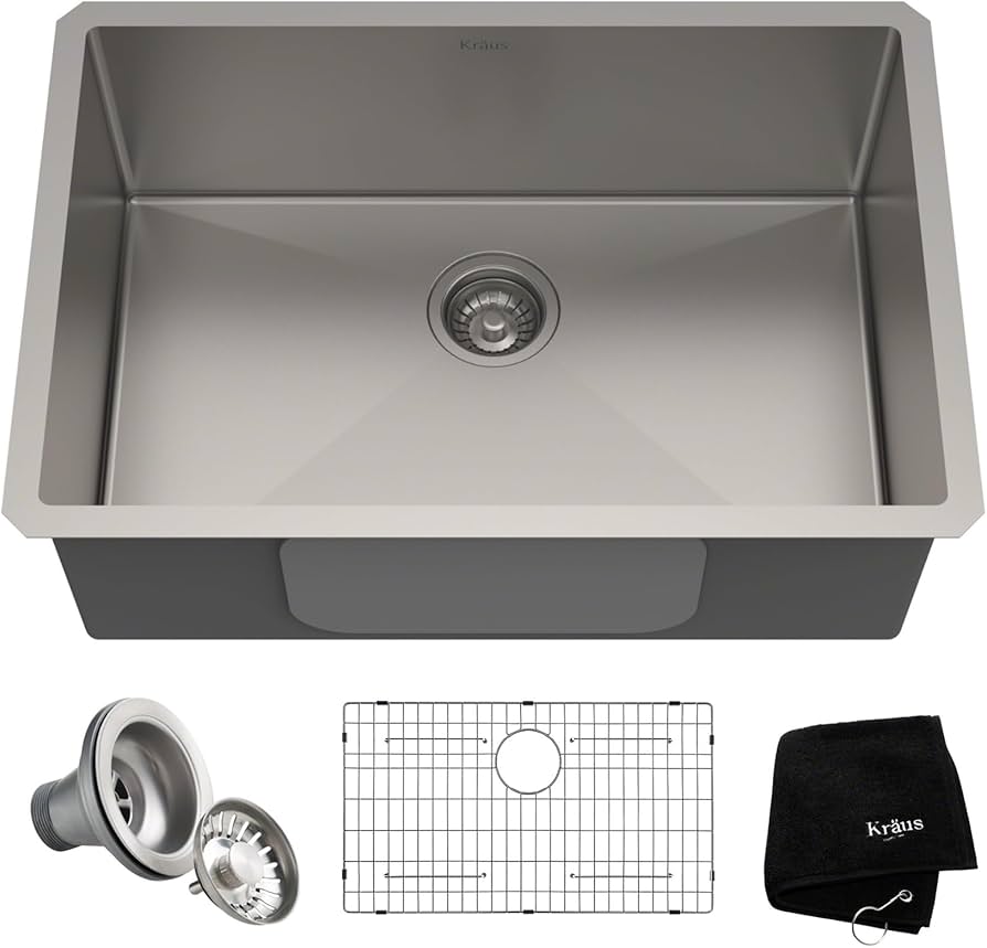 Kraus Standart Pro 28-inch 16 Gauge Undermount Single Bowl Stainless Steel Kitchen Sink