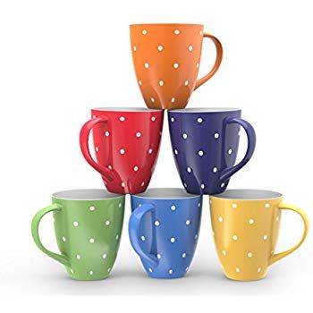 Bruntmor 16 Oz Polka Dot Coffee Mug Set Of 6