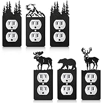 Lothee 6 Pcs Metal Bear Light Switch Cover Plate Moose Tree Mountain Elk Forest Outlet Switch Plate Toggle Outlet Wall Cover For Home(2.75 X 6.69 Inch