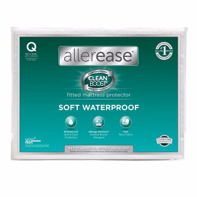 Allerease King Perfect Protection Soft Waterproof Machine Washable Fitted Mattress Protector: Hypoallergenic, Oeko-tex Certified