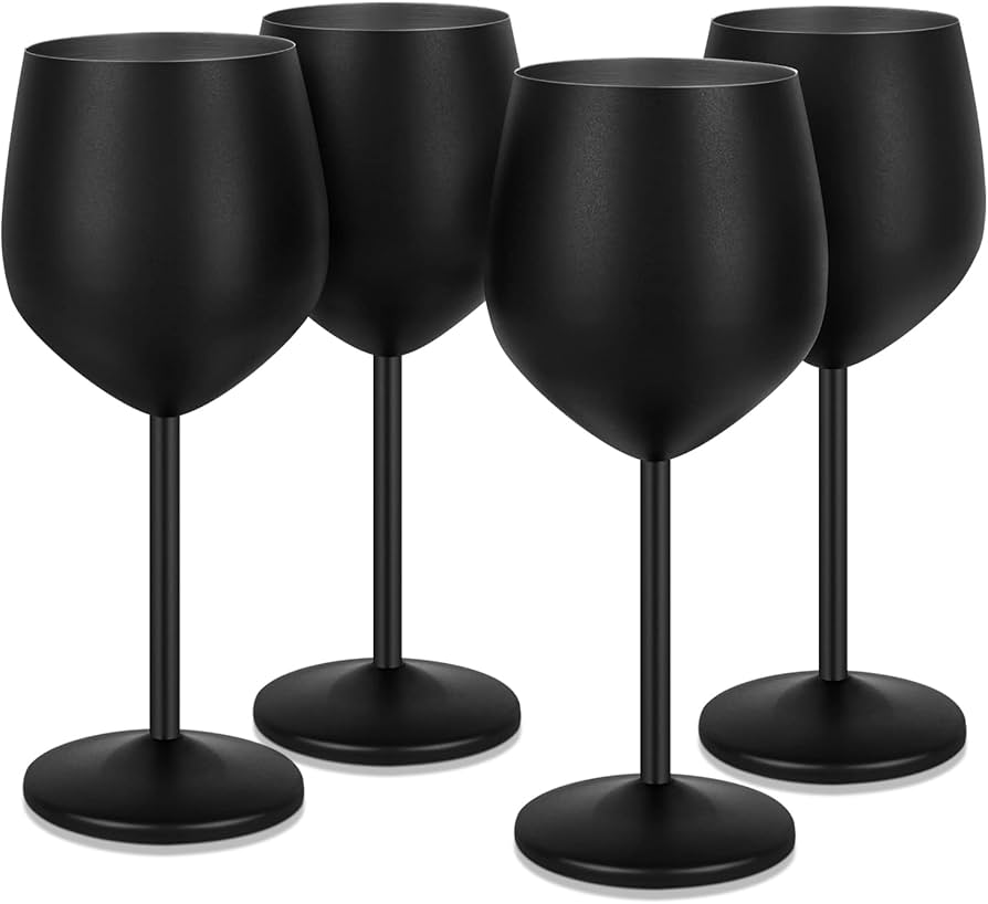 Lifecapido Stainless Steel Wine Glasses Set Of 4