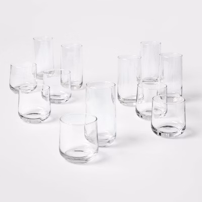 12pc Glass Shoreham Double Old Fashion And Highball Glasses Set - Threshold™: Drinking Glasses Set, Dishwasher-safe