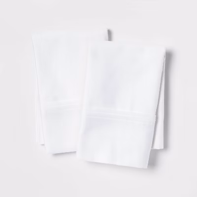 King Solid Performance 400 Thread Count Pillowcase Set White - Threshold™: Cotton Sateen, Oeko-tex Certified, Set Of 2
