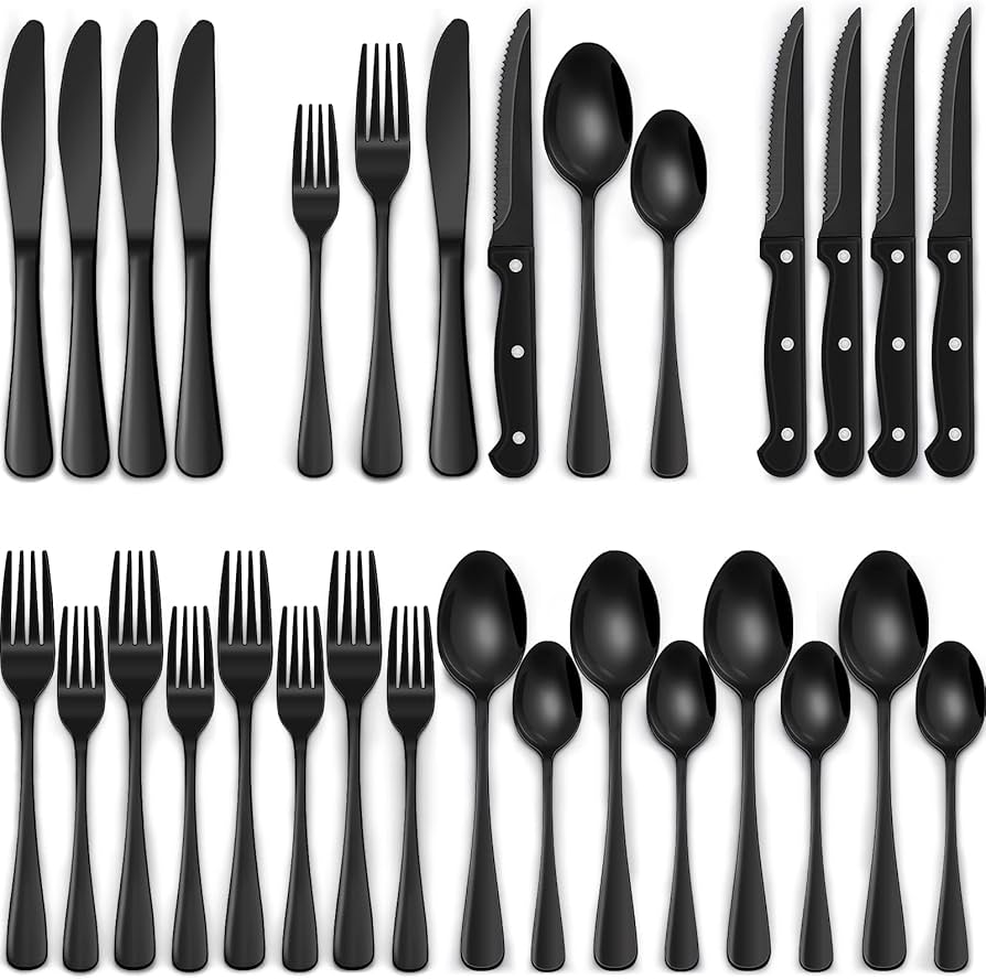 Matte Black Silverware Set