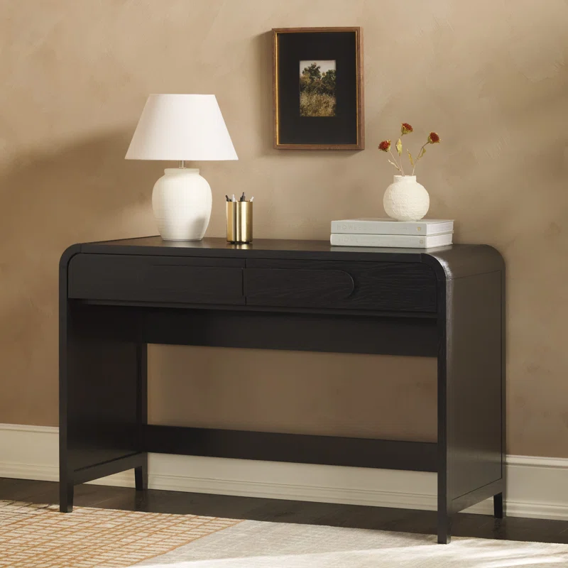 Sitarski Transitional Curved Waterfall 2-Drawer Writing Desk