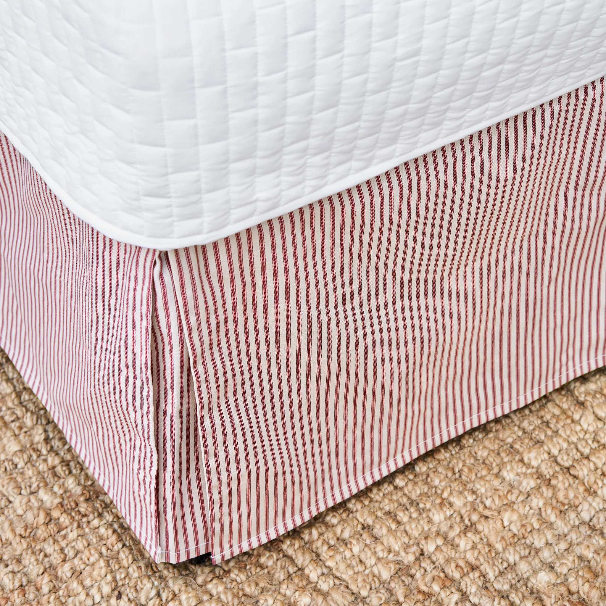 Red Ticking Stripe Bedskirt | Twin, Full, Queen, King, Cal King, Extra