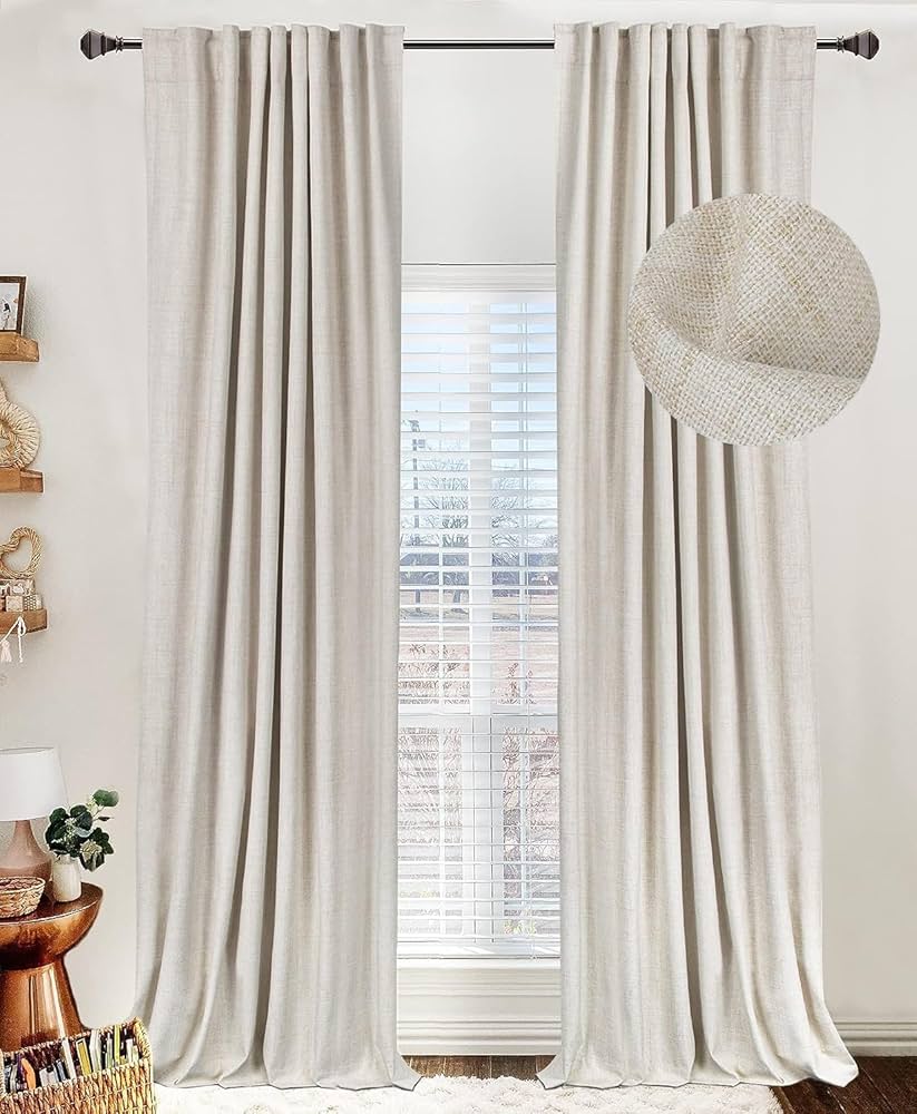 100% Blackout Shield Linen Blackout Curtains For Bedroom 72 Inches Long
