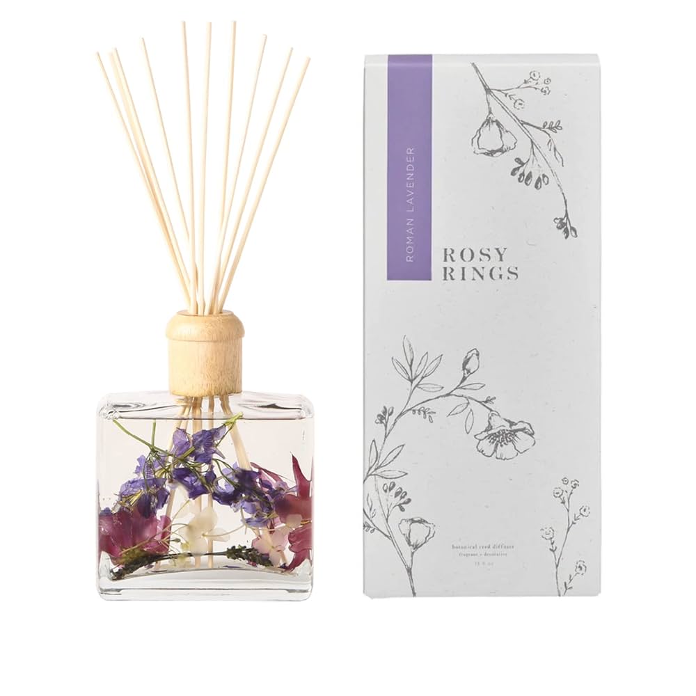 Rosy Rings Botanical Reed Diffuser Roman Lavender 13oz - Lasts 6-12 Months