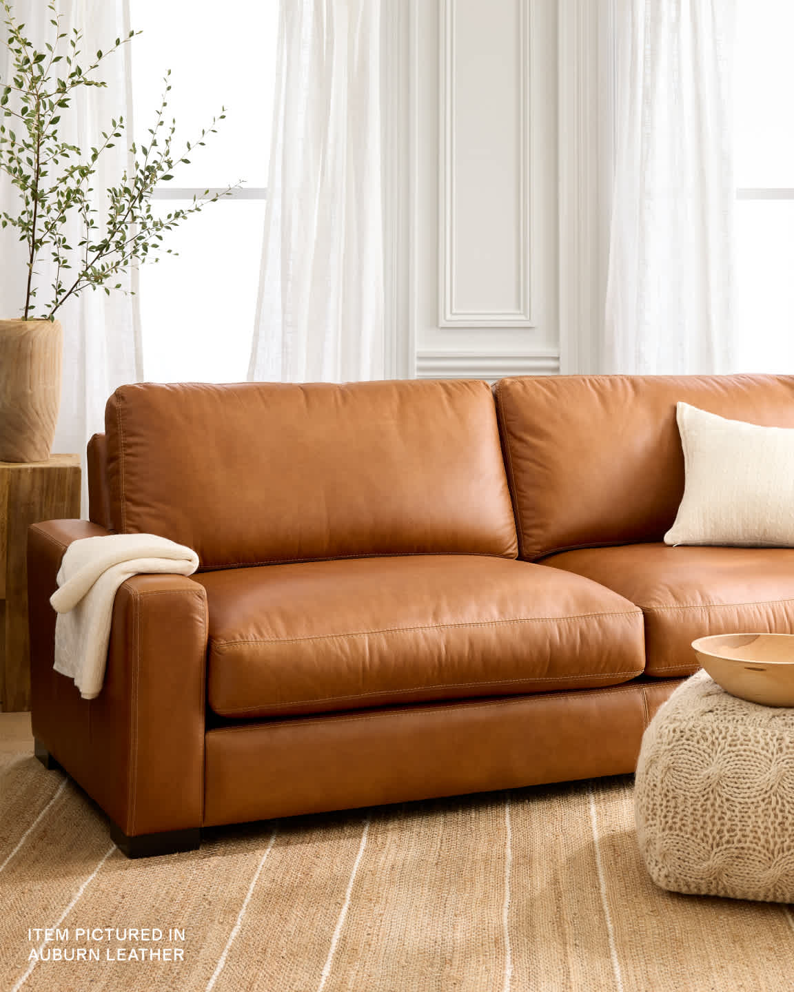 Stillman Leather Sofa In Auburn