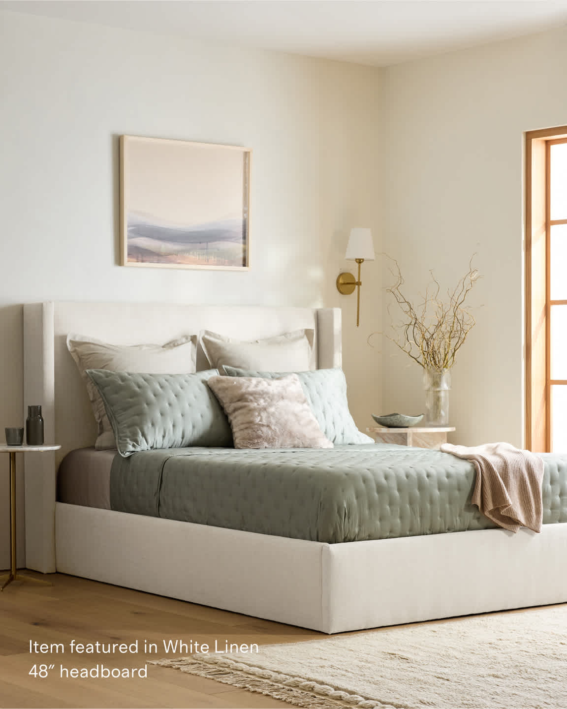 Performance Linen Wingback Bed In Ivory