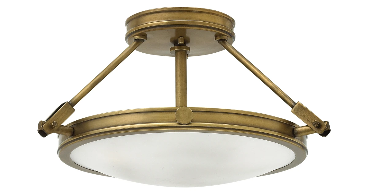 Hinkley Lighting 3381hb Collier 3 Light 16-1/2" Wide Semi-flush Bowl Ceiling Fixture With Etched Opal Glass Shade