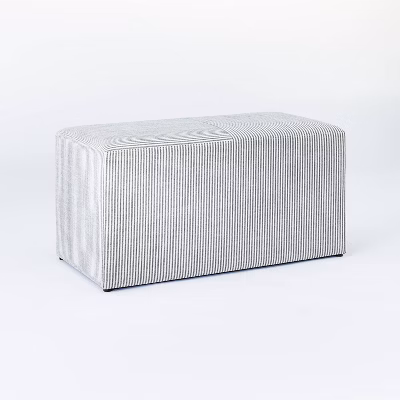 Lynwood Cube Bench Ticking Striped Blue - Threshold™ Designed With Studio Mcgee: No Assembly, Padded Seat, Plywood Frame