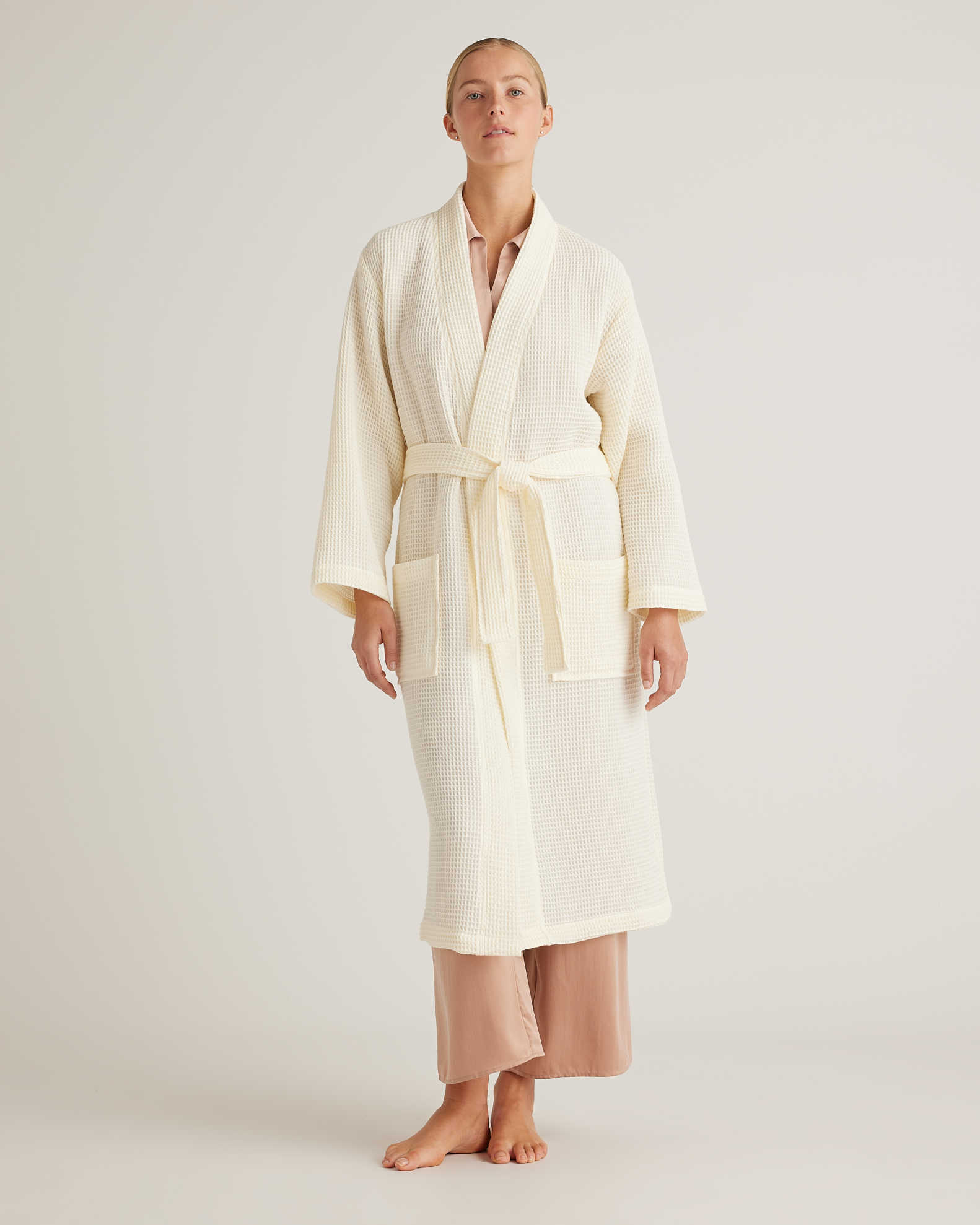 Organic Turkish Waffle Robe In Ivory