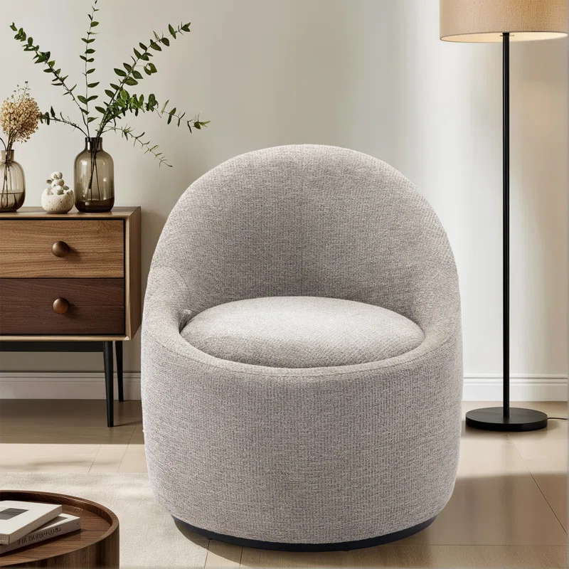 Lawandra Modern Upholstered Swivel Barrel Chair