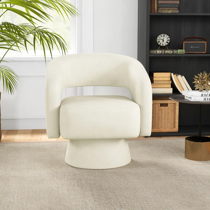 Jarissa 27.8'' Wide Modern Soft Wide Upholstered Swivel Barrel Chair