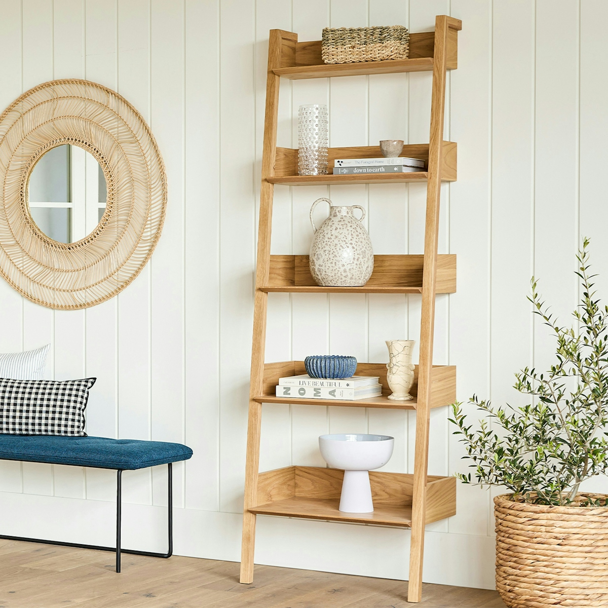 Fantol 26.5" Shelving Unit, Narrow - Natural Oak