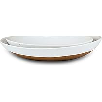 Mora Ceramic Large Serving Bowls- Set Of 2 Oval Platters For Entertaining. Modern Kitchen Dishes For Dinner