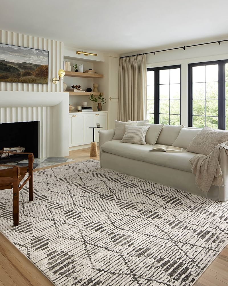 Loloi Kamala Collection Kam-02 Charcoal/dove 6'-7" X 9'-6" Area Rug