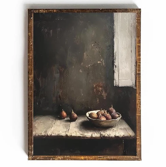 Dark Fruit Print Fig Painting 