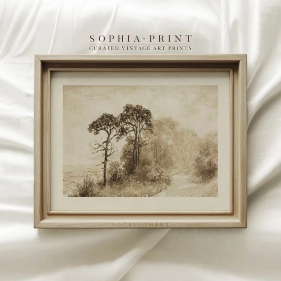 Vintage Landscape Drawing Print