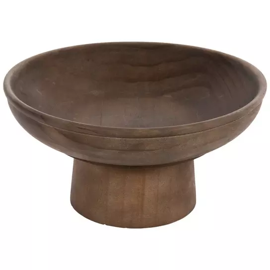 Brown Wood Pedestal Bowl 