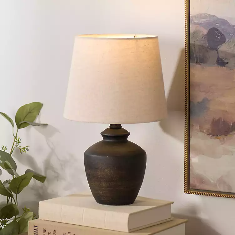 Dark Brown Textured Table Lamp 