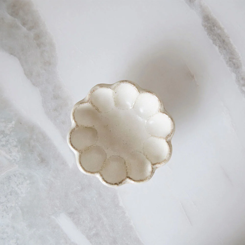 Petite Footed Ceramic Petal Bowl