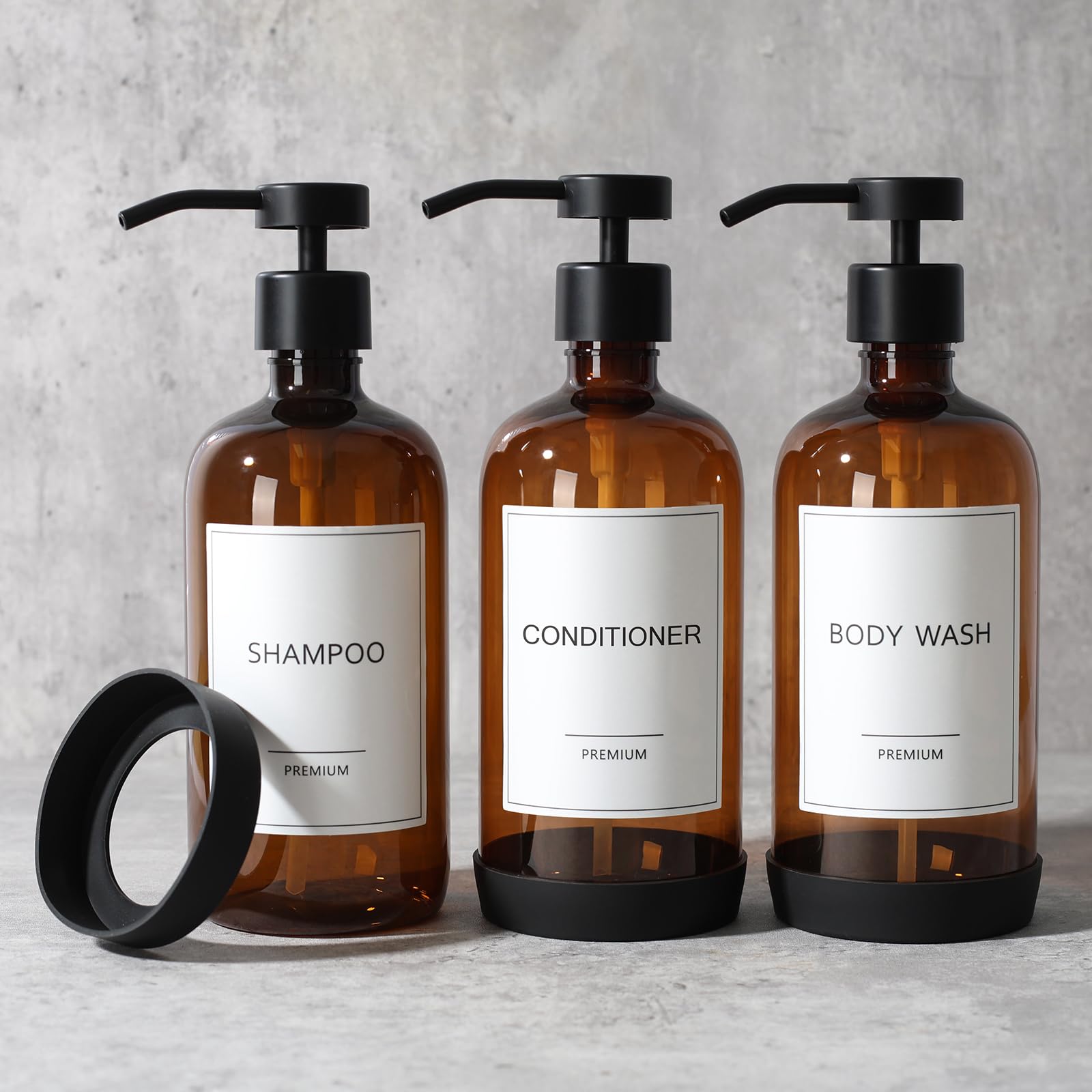 Gmisun Plastic Shampoo And Conditioner Dispenser With Silicone Sleeves