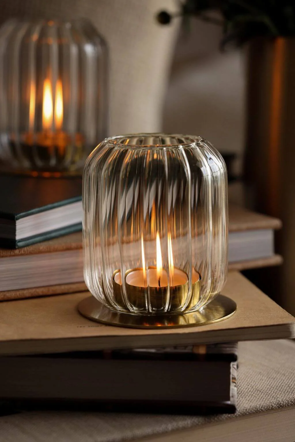 Fluted Glass Tealight Lantern