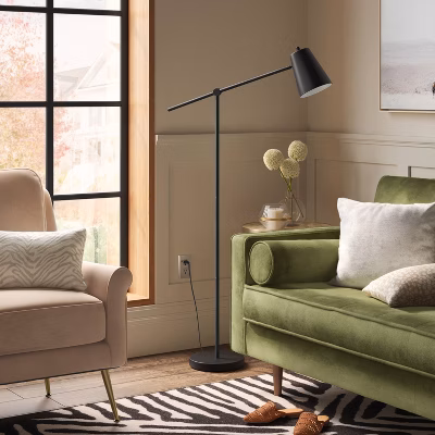Cantilever Floor Lamp Brass - Threshold™: Adjustable, Swivel Arm, Metal Shade, Etl Listed