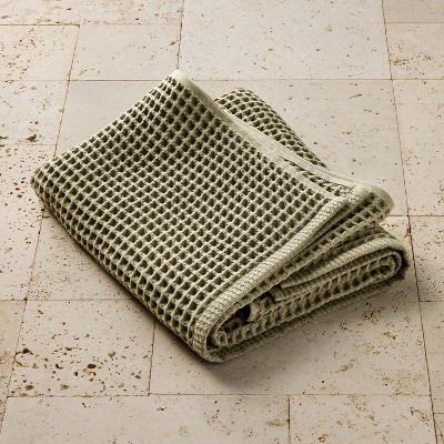 Waffle Bath Towel Olive Sage - Casaluna