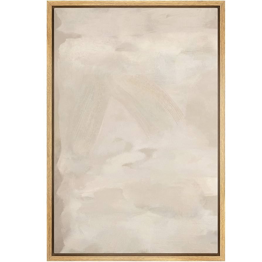 Signford Framed Canvas Print Wall Art Rustic Tan Paint Stroke Landscape Abstract Shapes Illustrations Modern Art Decorative Relax/zen Nordic For Living Room