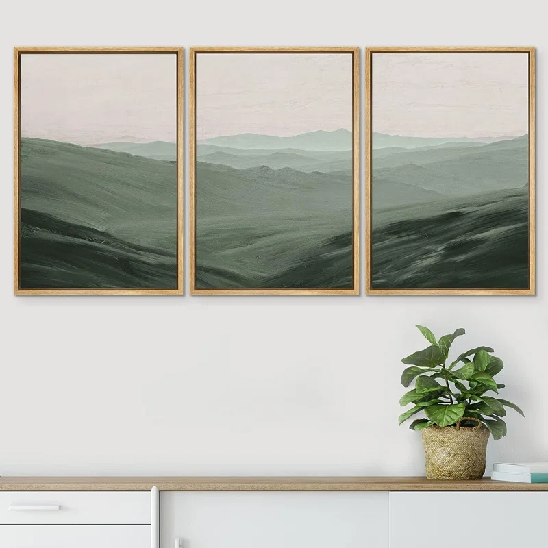 Abstract Landscape " Rolling Green Mountain Hill Environment Nature Wilderness " 3 - Pieces