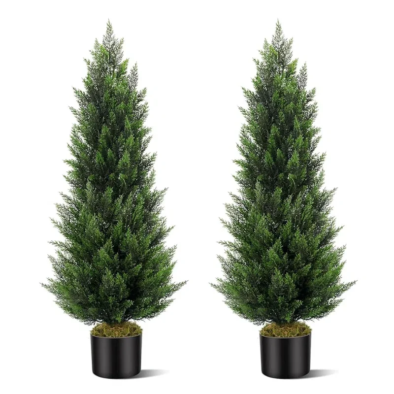 Artificial Cedar Tree Set In A Pot,Fake Tree (Set of 2)