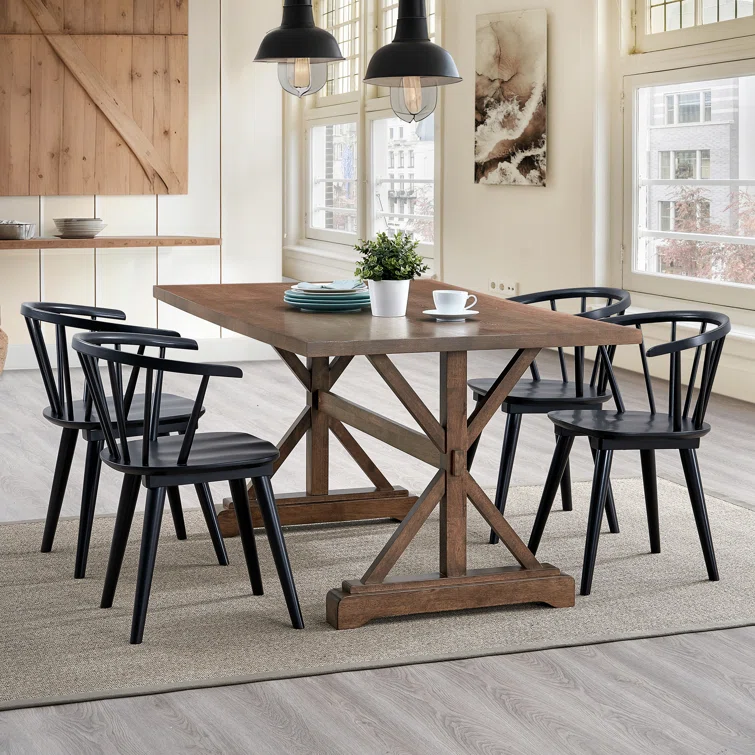 Gracie Oaks Majidah Solid Wood Arm Chair In Black