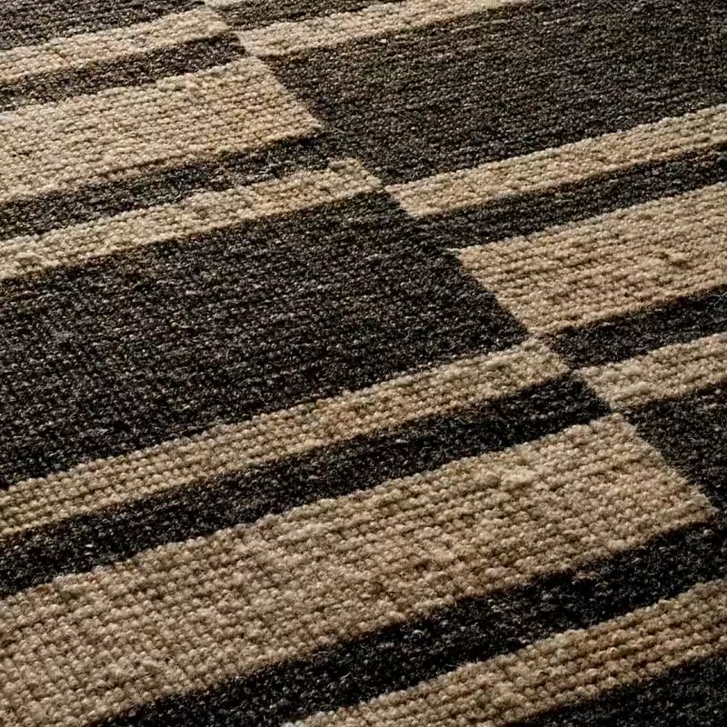 Amaro Handloomed Black Wool Area Rug 6x9