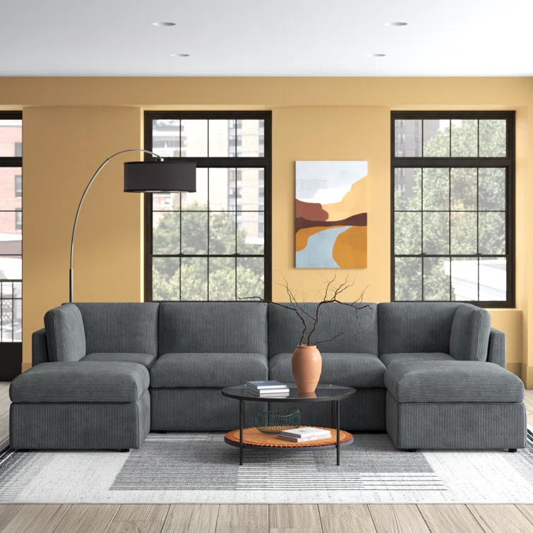 Wade Logan Annai 129 Wide Reversible Modular Corner Sectional With Ottoman