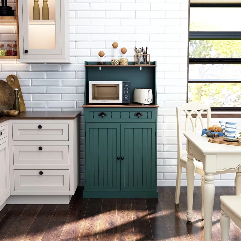 Winston Porter Nazyia 54 Freestanding Kitchen Pantry Storage Cabinet With Doors And Adjustable Shelves Microwave Oven Stand With Drawer For Kitchen