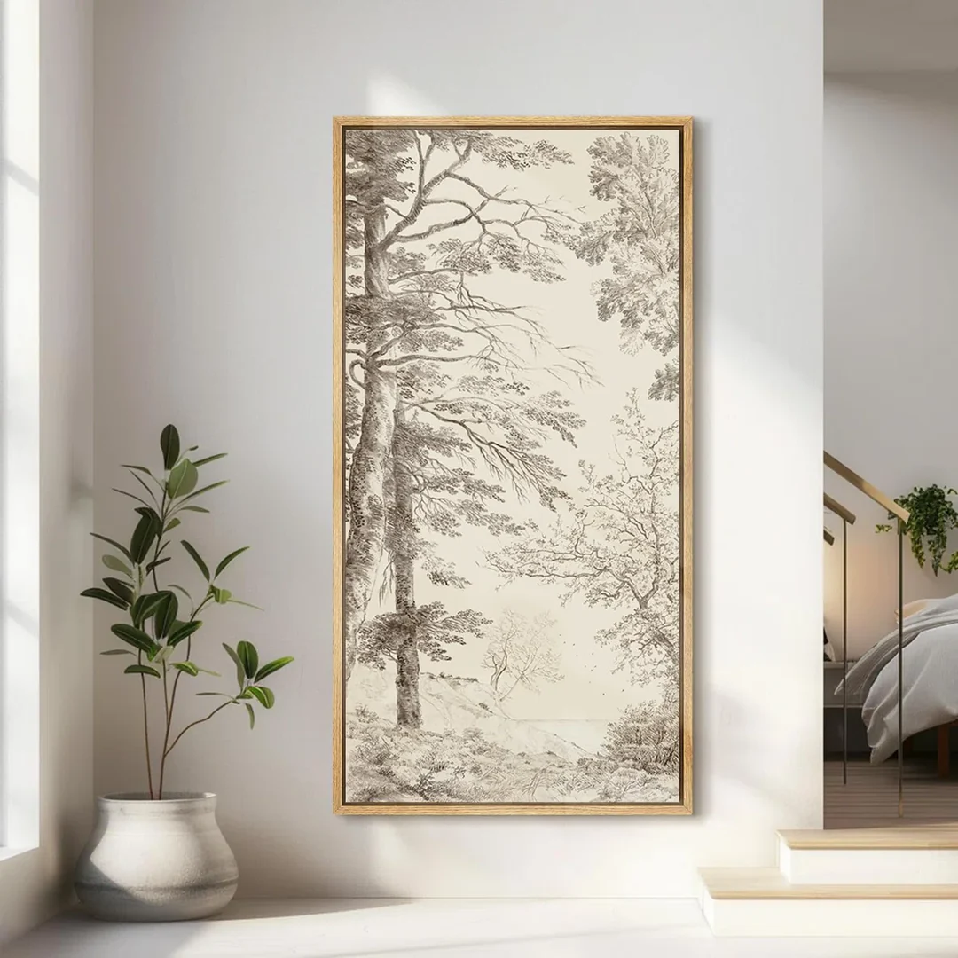 Wall26 Detailed Branch Illustration With Landscape Modern Art